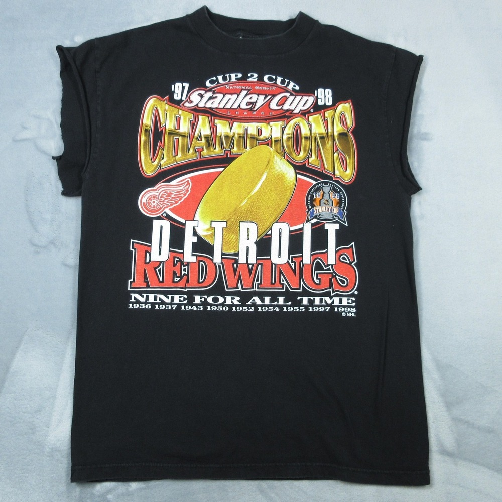 Vintage Detroit Red Wings Shirt Mens‎ L NHL Hockey Stanley Cup Logo 7 90s Cutoff